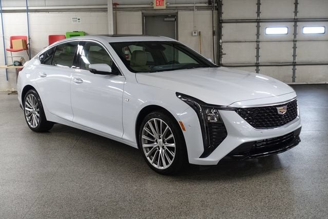 2026 Cadillac CT5 Premium Luxury in Vibrant White Tricoat — front three-quarter view