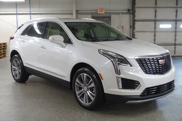 2026 Cadillac XT5 Premium Luxury in Crystal White Tricoat — front three-quarter view