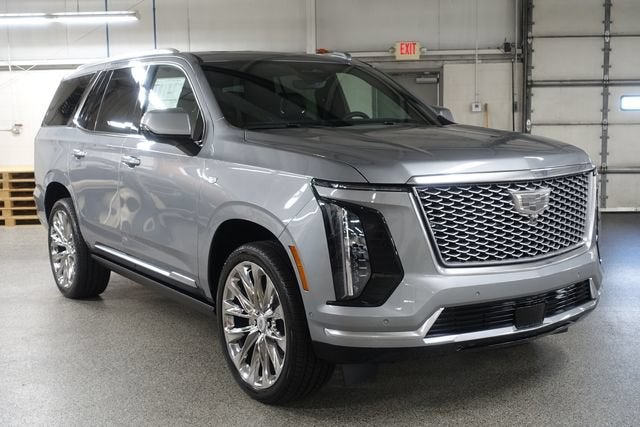 2026 Cadillac Escalade Luxury in Argent Silver Metallic — front three-quarter view