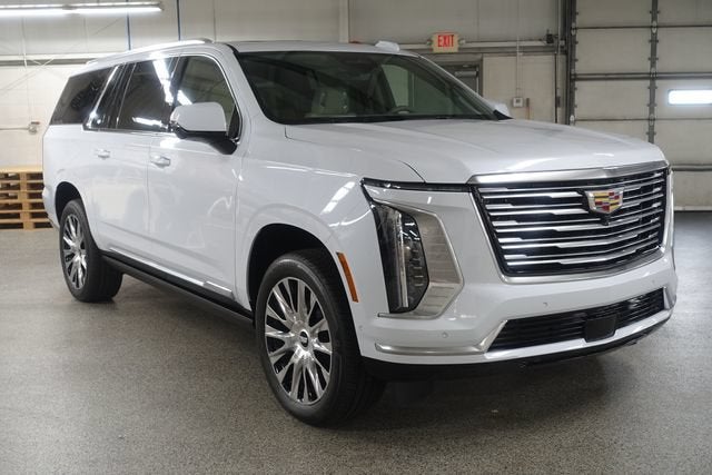 2026 Cadillac Escalade ESV Platinum Luxury in Vibrant White Tricoat — front three-quarter view